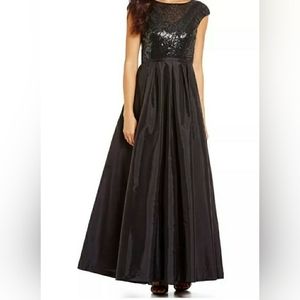 Calvin Klein Women's Cap-Sleeve Sequin Gown color black size 8 (wedding, prom)